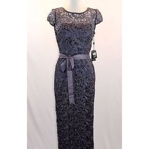 Adrianna Papell Cap Sleeve Lace Column gown